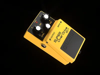 Boss Super Overdrive SD-1 Custom 3d blender boss branding c4d guitar pedal octane