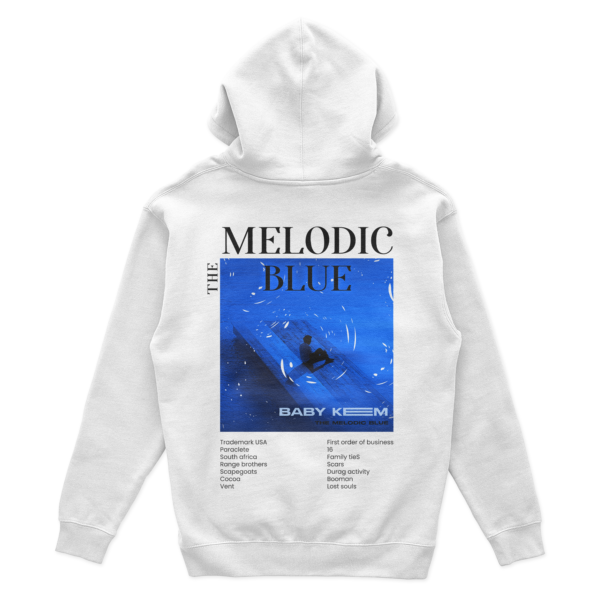 Hoodie Design - Baby Keem The Melodic Blue Design album design album merch design apparel design baby keem design design graphic design hoodie hoodie design illustration merch merch design print design t shirt t shirt design tee the melodic blue design