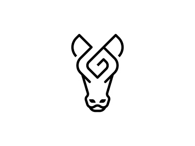 Minimal Horse Letter G Logo abstract alphabet animal animals face g head horse initial letter liner logo mark minimilist monogram monoline premade logos prestige speed stregth