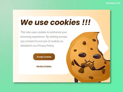 Daily UI #016 - Pop-Up / Overlay branding chocolate cookie cookies cute daily daily 100 challenge daily ui dailyui design fun gradients graphic design illustration kawaii logo overlay pop up ui ux
