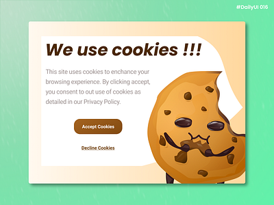 Daily UI #016 - Pop-Up / Overlay branding chocolate cookie cookies cute daily daily 100 challenge daily ui dailyui design fun gradients graphic design illustration kawaii logo overlay pop up ui ux