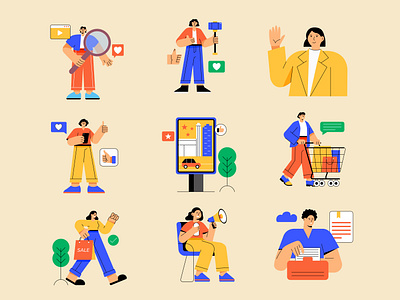 Business & Marketing Art business illustration character illustration maketing illustration shopping vector walking character