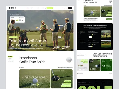 Golfin - Golf Facilities Community & Event branding center coaching community company design elementor events facilities framer golf landing page sport trainer ui webflow website wordpress