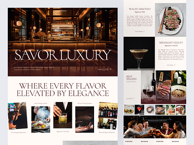 Luxury Food Restaurant Website chef culinary design drink elegant eats food foodie landing page luxury premium dining restaurant steak ui ux website