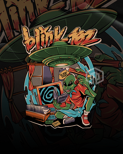 ALIENS EXIT - BLINK-182 artwork bandmerch blink182 branding commissionwork design illustration illustrator logo merchandise outdoorapparel poppunk tshirt