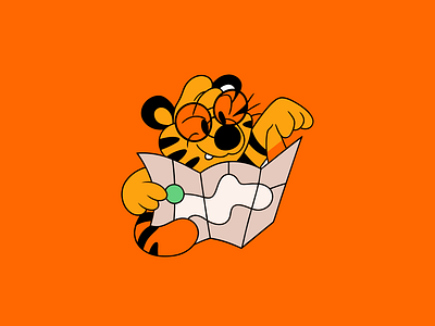 Cute Tiger Mascot Illustration – Explorer Character with Map 🐯 logo mascot logo