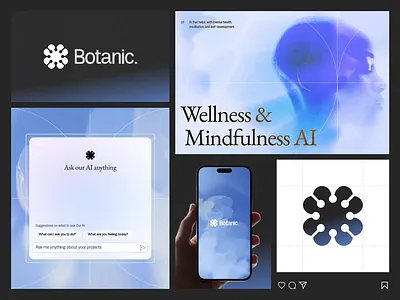 Botanic: Wellness AI - Visual Identity ai ai wellness animation artificial intelligence brand guidelines brand identity branding clean design creative logo graphic design identity design logo logo design logomark logotype motion graphics saas visual branding visual identity wellness
