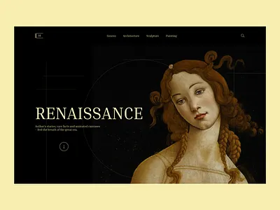 The first screen of a website graphic design renaissance ui
