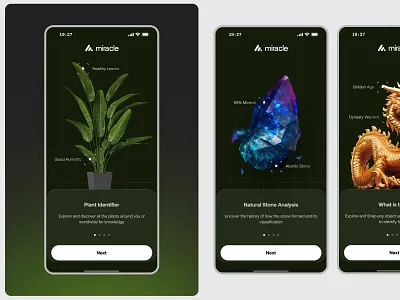 Miracle - Smart Identifier Onboarding clean dark futuristic identifier mobile mobile ui modern onboarding smart ai ui ui ux ux