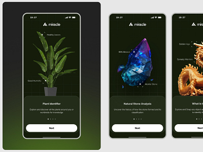 Miracle - Smart Identifier Onboarding clean dark futuristic identifier mobile mobile ui modern onboarding smart ai ui ui ux ux