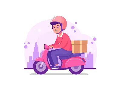 Delivery Service & Logistics - Vector Illustration adobe illustrator branding character design courier delivery e commerce flat illustration happy illustration logistics modern scooter shipping transportation vector