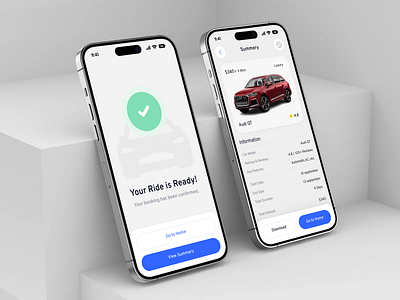 Car Rental UI/UX – Booking Confirmation & Summary. android app ui app concept booking app booking confirmation booking summary car app uiux car hire app car rental app car sharing clean ui figma ui ios app design minimal ui mobile app ui product design rental mobile ui ride booking app travel app design uiux design ux design