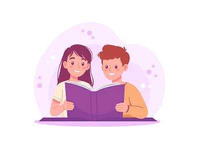 Shared Knowledge & Education - Flat Illustration adobe illustrator book branding character design edtech education flat illustration happy illustration knowledge learning literacy modern reading shared knowledge vector