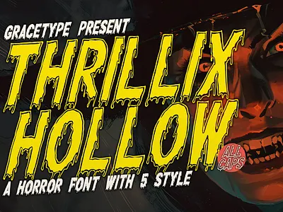 Thrillix Hollow | Horror 5 Style Font ligatures font