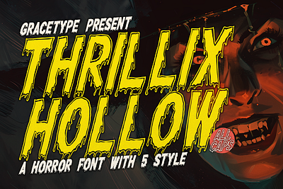 Thrillix Hollow | Horror 5 Style Font ligatures font