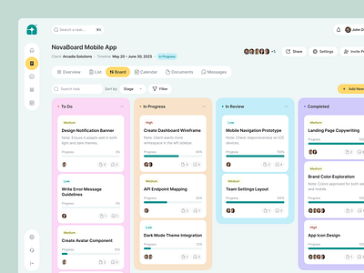 Kanban Board UI agile backlog board card clean collaboration dashboard design system figma kanban management productivity progress project saas sprint team todo webapp workflow