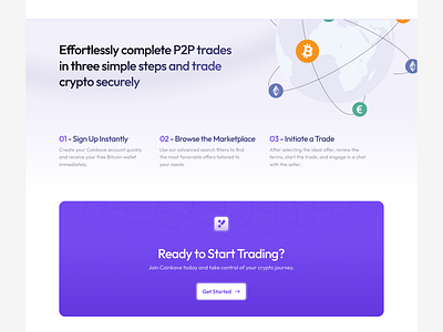 Crypto Trading Website Section bitcoin clean ui crypto exchange crypto wallet cryptocurrency digital finance ethereum landing page minimal modern design p2p trading responsive design secure trading startup ui design ux design web3 website