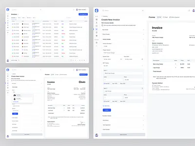 New Invoice Creating Page Design billing clean design create invoice create new invoice crm interaction design invoice online transaction payments saas saas webapp transaction ui uiux webapp website