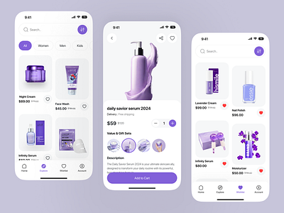 Beauty store - Mobile app app design beauty beautyapp clean ui cosmetics e comerce ecommerce app ios luxury app design makeup mobile app minimalist mobile app mobile app design online shop online shopping shop skincare service app skincareapp store uiux