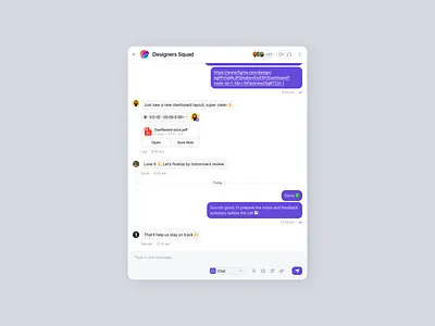 Chat Box - Team Chat UI – Clean & Collaborative app bot chat chat app chatbot clean communication app conversation dashboard design figma inbox messaging ui messanger minimal modern ui product ui ux widget