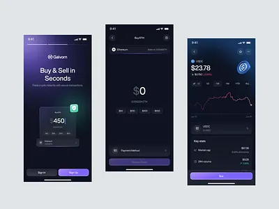 Galvorn - Crypto Mobile App animate b2b blockchain clean crypto crypto exchange cryptocurrency dapp dark mode dipa inhouse finance fintech investment mobile app mobile design modern design saas startup ui design web3