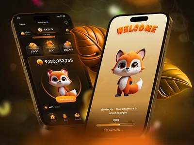 Fox Farming Game App UI 3d style ui android app ui app dashboard design character app ui coin farming ui cute mascot design dark theme ui farming game ui game app ui gamification app ui ios app ui mobile app ui mobile game design onboarding screen rewards dashboard