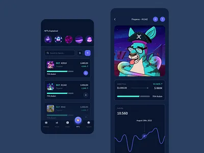 Fingaroo - NFT Details ai app app design artificial intelligence blockchain crypto design ios market mobile app mobile app design nft nfts stock market trading ui ui design ux ux design