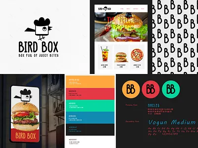 Birdbox – Bold Minimal Mascot Logo and Brand Style Guide bird branding bird logo branding clean logo fast food brand style fast food logo flat logo food industry logo food logo minimal branding minimal logo vibrant food logo