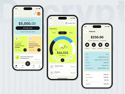 Decrypt Mobile Wallet UI crypto crypto exchange digital currency easy loan finance fintech loan mobile ui money management online payment safe payment trading app wallet