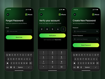 Forgot Password & Reset Flow – AI Mortgage Rate Tracker App ai mortgage app app design fintech app flow forgot forgot password forgot password flow mobile mobile app password reset reset password ui