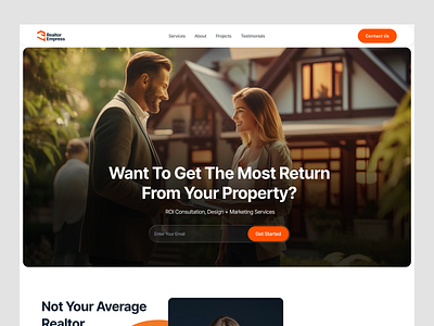 Realtor Landing Page Design agent app branding design graphic design illustration logo minimal realestate realestatedesign realtor realtor service ui ux vector