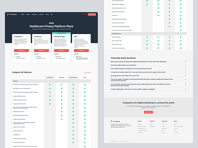 Pricing Comparison faq features landing page pricing stack table web design