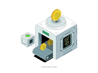 Crypto factory blockchain coin crypto data factory illustration isometric web3