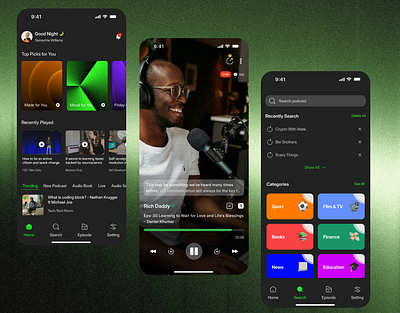 AirPod - Streaming Podcast App app branding design graphic design hear ios listening mobile music podcast typography ui uiux ux