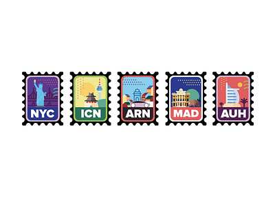 Cities Stamp cities illustrations stamps