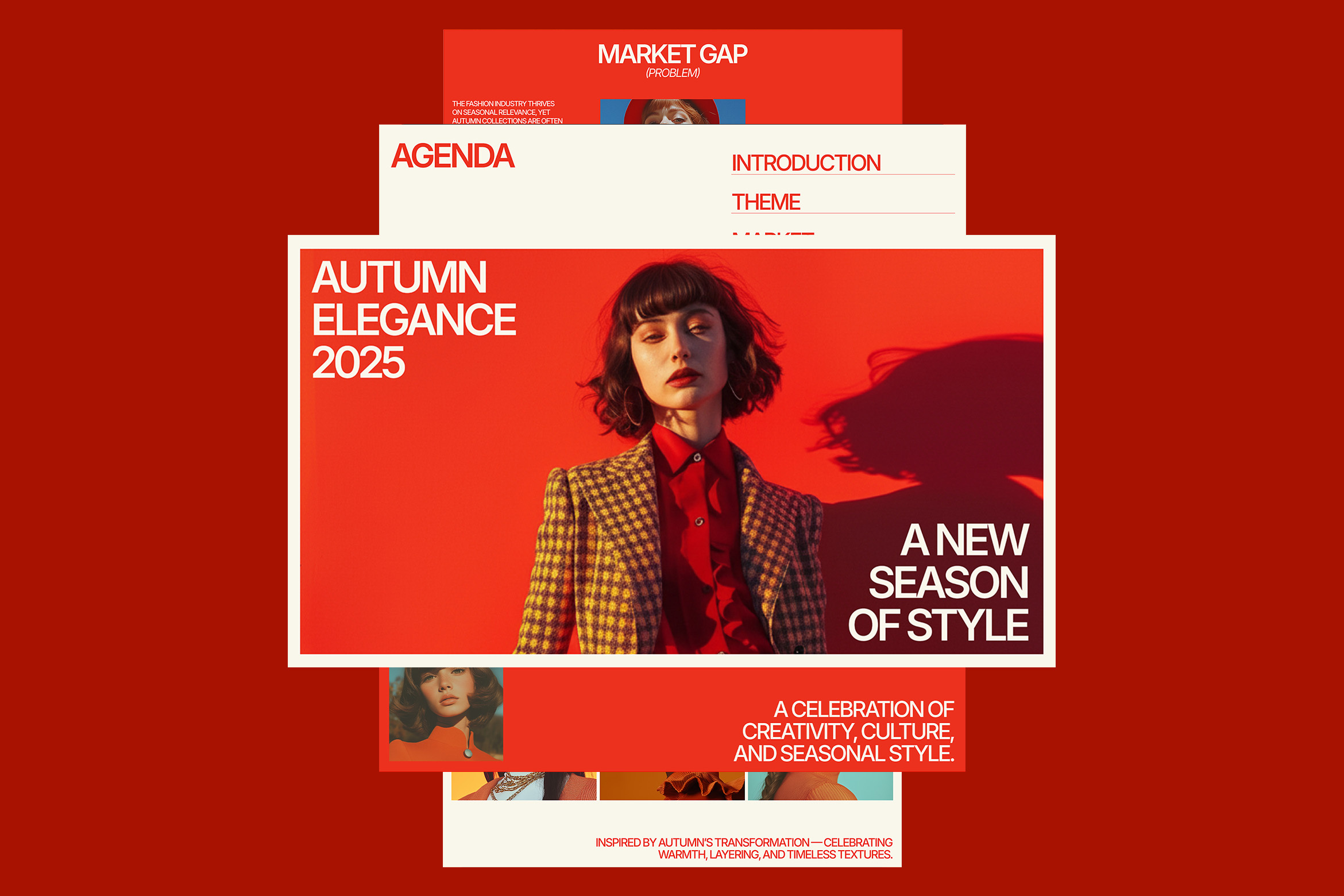 Autumn Fashion Show Pitch Deck autumn beauty deck design fashion fashion show graphic design indesign layout minimal pitch deck presentation proposal slides sponsorship strategy ui