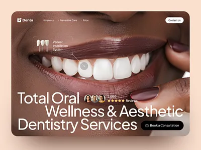 Modern Dentistry Landing Page Design booking system clinic web design dental website dentist ui healthcare design healthcare ui landing page medical website modern landing page oral care patient care product design veneer system web design web ui website design wellness design