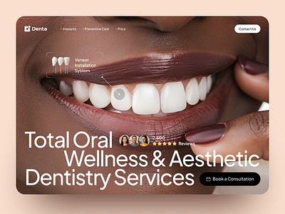 Modern Dentistry Landing Page Design booking system clinic web design dental website dentist ui healthcare design healthcare ui landing page medical website modern landing page oral care patient care product design veneer system web design web ui website design wellness design