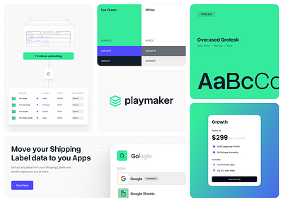 Playmaker Branding Design app branding clean graphic design green identity logo minimal saas ui
