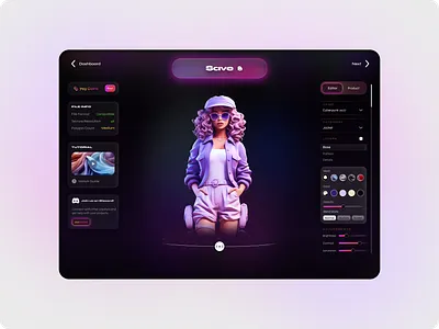 Game Character Customisation: Custom Avatar Dashboard 3d app app design app ui branding character dark dashboard design gaming graphic design illustration ui web app web3