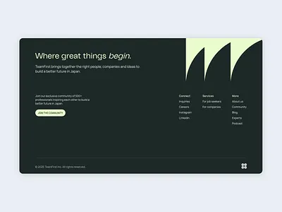 Web design - Footer for the TeamFirst website branding japan recruitment startup ui web design website