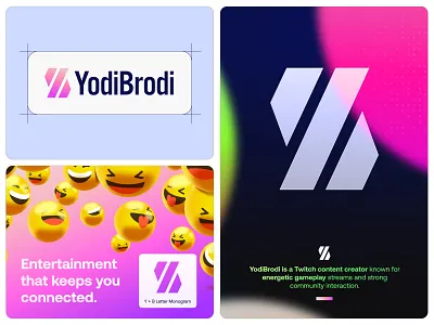 YodiBrodi - Logo Design b branding brodi content creative logo creator entertainment freelance logo designer jeroen van eerden lettermark logo logo symbol minimal logo design modern logo design monogram stream twitch visual identity design y yodi