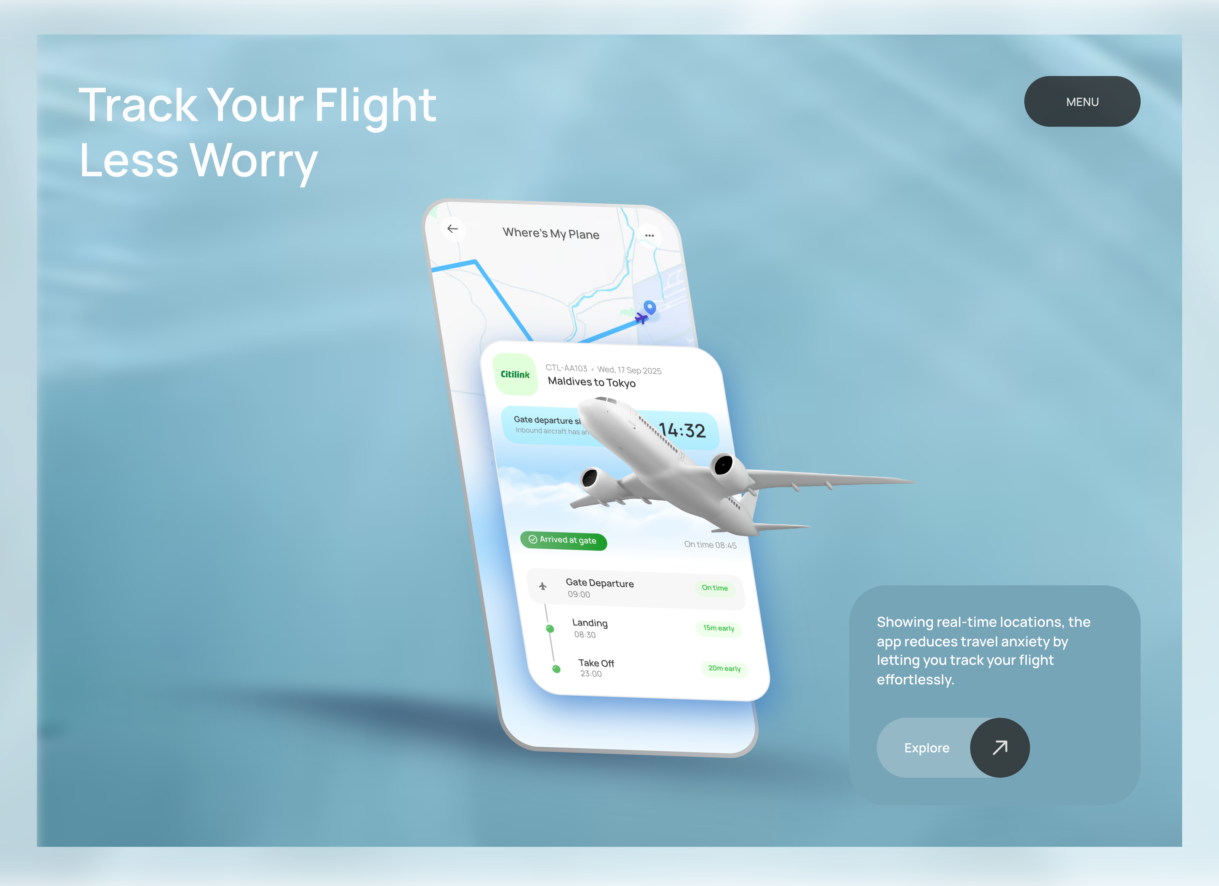 Planair - Plane reminder feature design application design b2c backswitch boarding pass design boarding reminder design clean design digital product exploration framer mobile mobile design modern design plane boarding design plane boarding reminder idea plane reminder plane tracking seat selection design ui ux