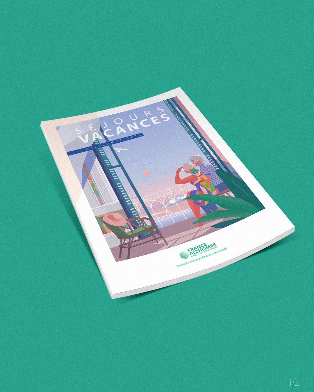 Holidays Stays 2025 Cover artwork couple cover design digital illustration digitalart holidays hotel illustration illustrator magazine old pop art roof sea september stay sunrise sunset view