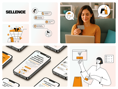 SELLENCE branding illustrator landingpage ui