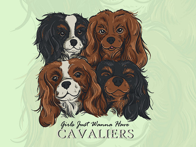 Girls just wanna have CAVALIERS apparel apparel design braind brand designer dog dog logo dogs drawing illustration illustration art illustration artist logo designer painting sketch tshirt tshirt design tshirt designer wacon