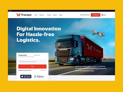 Logistic Website landing page animation branding landing page logistic logistic landing page logo design product design transportation uiux design web app web page design website