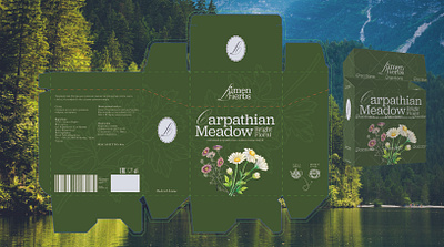 Packaging for tea brand Lumen herbs branding cmyk dieline graphic design packaging