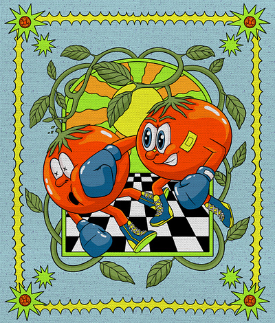 TOMATO PUNCH boxing drawing fighting fruits illustration punch tomato vegetable
