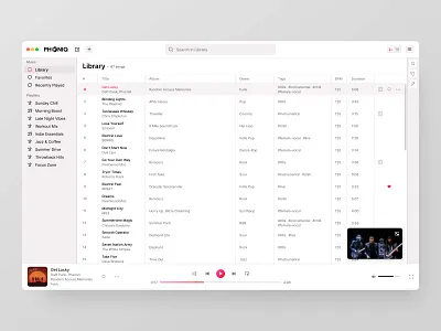 Phoniq – Desktop Music App for DJs and Everyday Listeners app design dashboard desktop app desktop music app dj djs intelligent playlist macos app music app music library native app playlist playlists product design simple design songs ui design ux design windows app